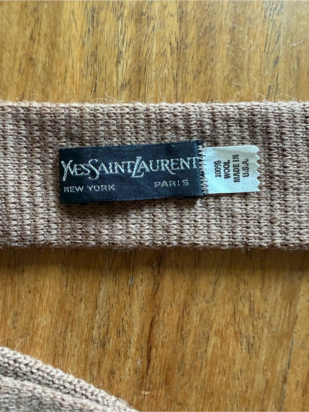 Vintage Yves Saint Laurent Men’s Tan/Brown Wool Knit Tie